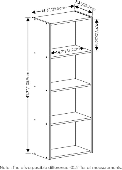 Furinno Luder Bookcase/Book/Storage, 4-Tier, White