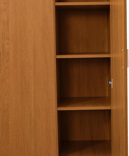 Wooden 3 Door Wardrobe with Shelf and Hanging Rail Modern Clothes Storage Cupboards Unit for Bedroom Furniture W 115.4 * D 50 * H 180cm (Oak Effect)