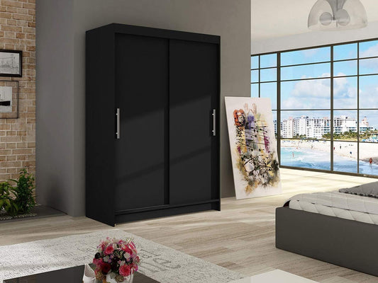 FurniFlex Modern Sliding Door Wardrobe, Black