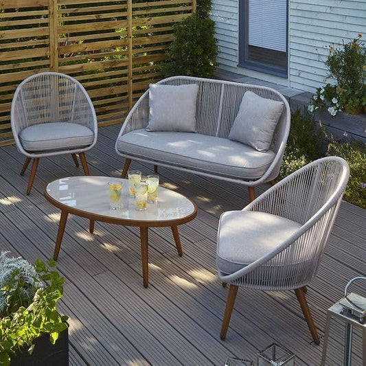 Outdoor Rope Set Form Sampa Rattan,2 Chairs,1 Sofa And 1 Table 4, 1.5Cmx2Cm,Grey
