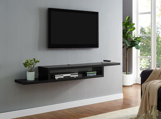 Zed Wall Mounted TV Cabinet Console (135x24x15cm, Black)