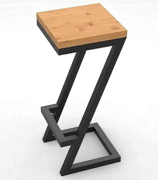 Generic Bar Chair - Black, Modern Style, Square Shape, Metal Frame & Seat, 75cm (H) x 36cm (L) x 36cm (W), 6kg, No Assembly Required, Wipe Clean