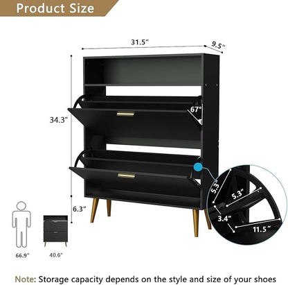 Shoe Storage Cabinet with 2 Flip Doors and Shelf