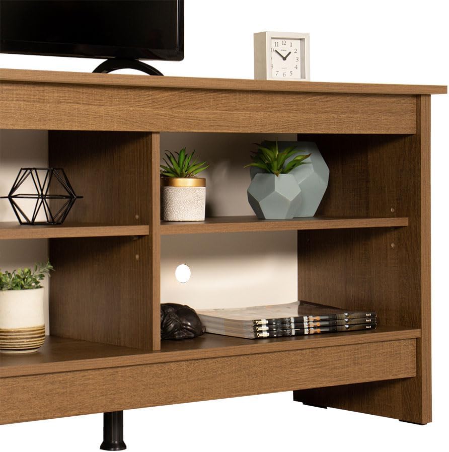 MADESA TV Stand with 6 Shelves and Cable Management, for TVs up to 75 Inches, Wood TV Bench, 23” H x 14" D x 71” L – Rustic