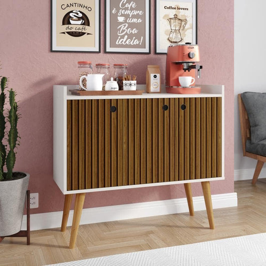 Lojas RPM Premier Wood 3-Door Buffet Dining Room/Counter Table (Off White/Ripped)