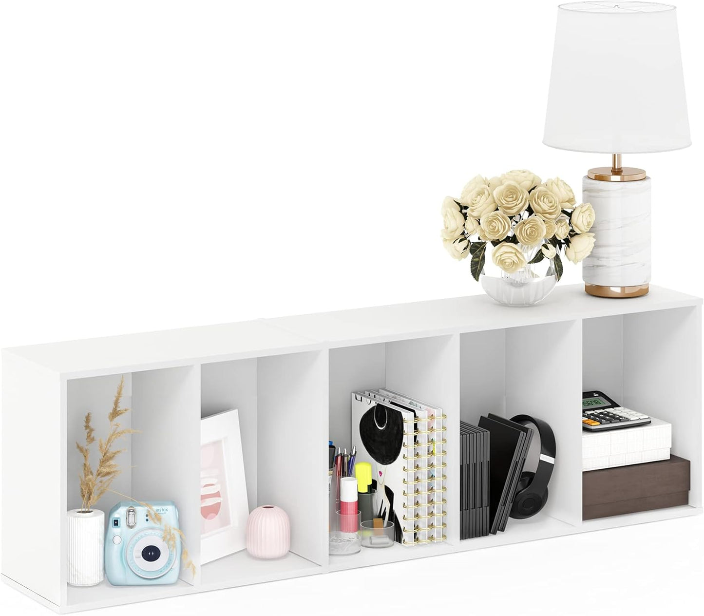 Furinno Luder 5-Tier Reversible Color Open Shelf Bookcase, White