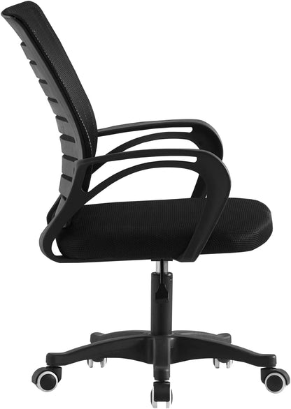 Jamiah Ergonomic Office Chair Adjustable Height Desk Chair Computer Swivel Chair Fabric Mesh Chair for Home Conference Office Furniture (Horizontal bar Black)