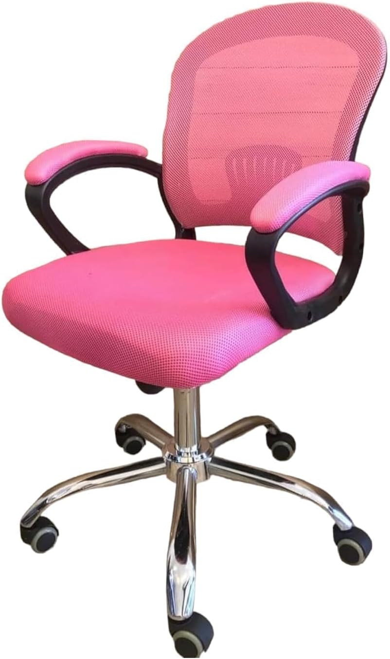 Executive Swivel High Chair with Adjustable Headrest Mesh Back and Strong Metal Star - Dream Desk (Medium Chair, Pink)