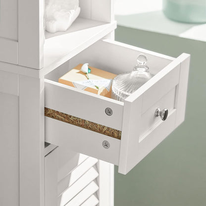 SoBuy FRG236-W,Tall Bathroom Cabinet,Storage Unit with 2 Shutter Doors and 1 Drawer, H170cm