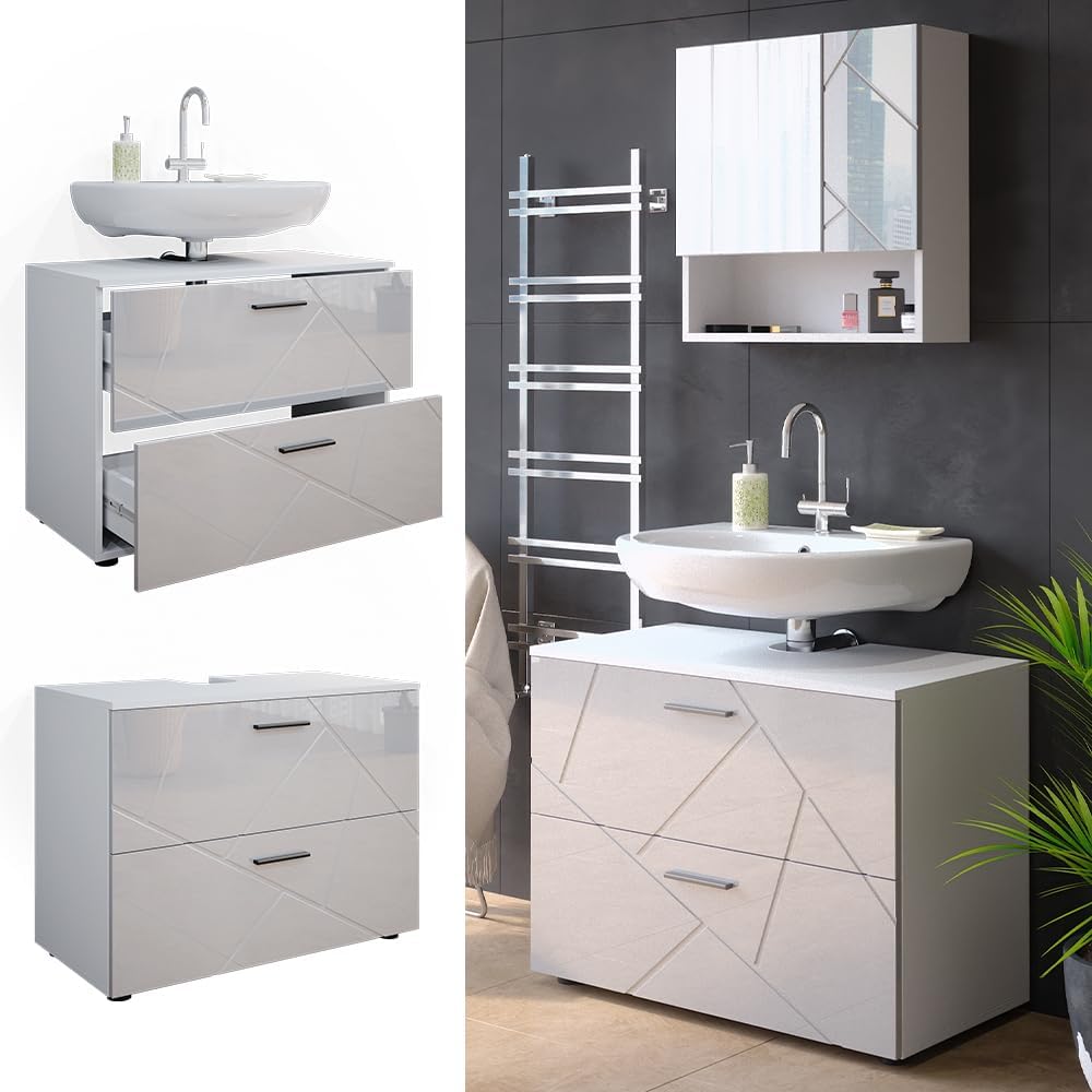 Vicco Irma Vanity Unit Bathroom Cabinet 80 cm High Gloss