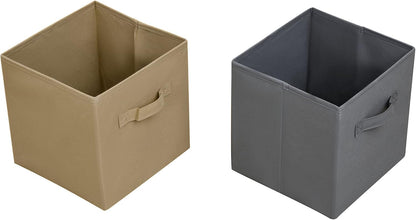 FurniFlex Free-Standing 8 Cube Storage Cabinet with 4 Fabric Drawers, 54.5 cm Length x 24 cm Width x 122.5 cm Height