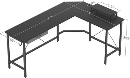 CubiCubi L Shaped Desk Computer Corner Desk, Home Office Gaming Table, Sturdy Writing Workstation with Small Table, Space-Saving, Easy to Assemble