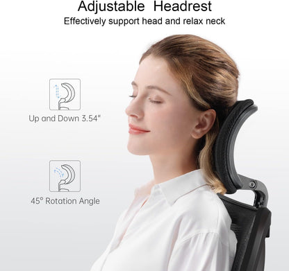 Sihoo Ergonomics Office Chair Computer Chair Desk Chair, AdjUStable Headrests Chair Backrest And Armrest'S Mesh Chair (Black)