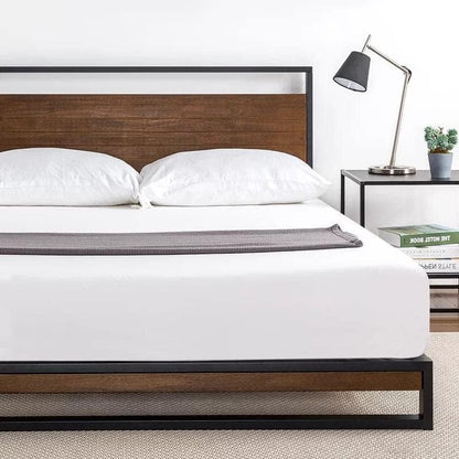 Modern Steel Bed in Wood - 120cm - Black