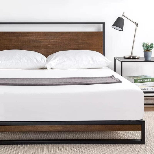 Modern Steel Bed in Wood - 120cm - Black