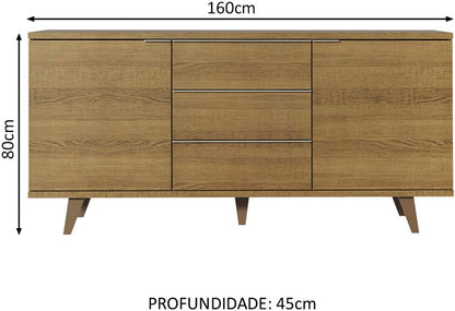 Madesa 3 Drawer & 2 Door Sideboard Buffet with Feet