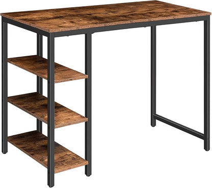 Modern Industrial Computer Desk with Side Shelving