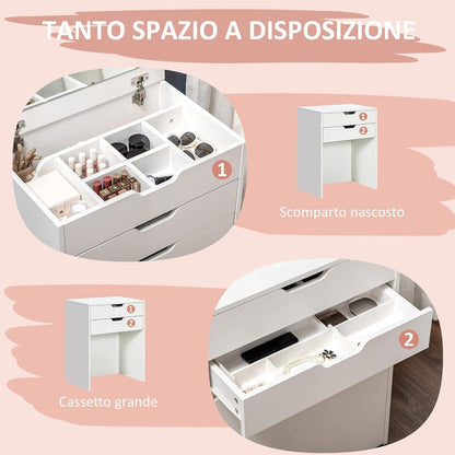 FurniFlex Dressing Table with Mirror and Matching Stool, White