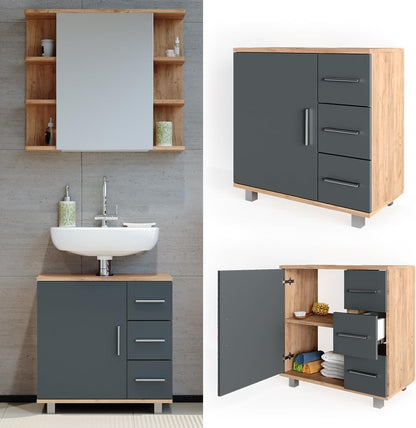 Vicco Ilias Vanity Unit 60 x 60.8 cm Oak/Anthracite