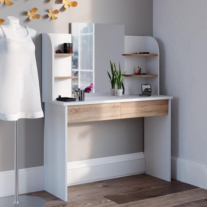 Vicco Charlotte Make-Up Table Dressing Table Mirror 142 x 108 cm Sonoma White