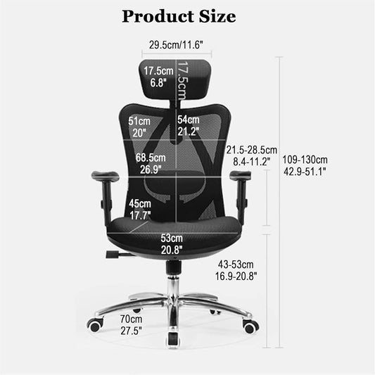 SoOSSN Office Chair,Adjustable Height Ergonomic High Back Desk Chair with Lumbar Support & Comfortable Headrest