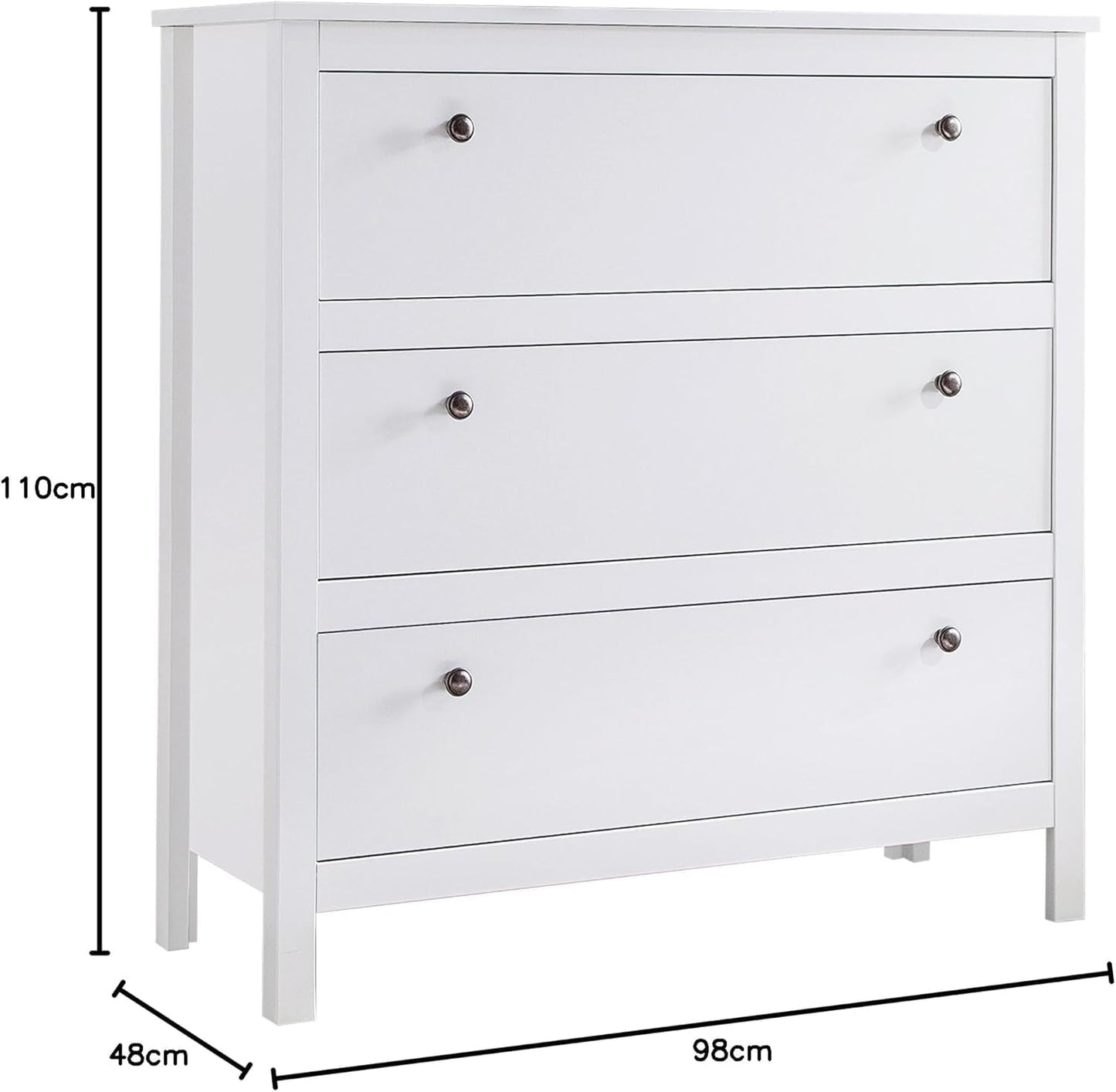 FurniFlex Wardrobe Dresser Sideboard, 92 cm x 98 cm x 110 cm Size, White