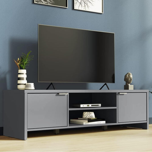 MADESA TV Stand Cabinet with Storage Space and Cable Management, TV Table Unit for TVs up to 65 Inches, Wooden, 40 H x 38 D x 145 L cm - Grey