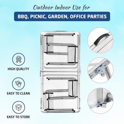 1ABOVE Multifunctional Outdoor Indoor Camping Table Barbecue Picnic Garden Office Party Set in White Foldable Portable Design (4FT)