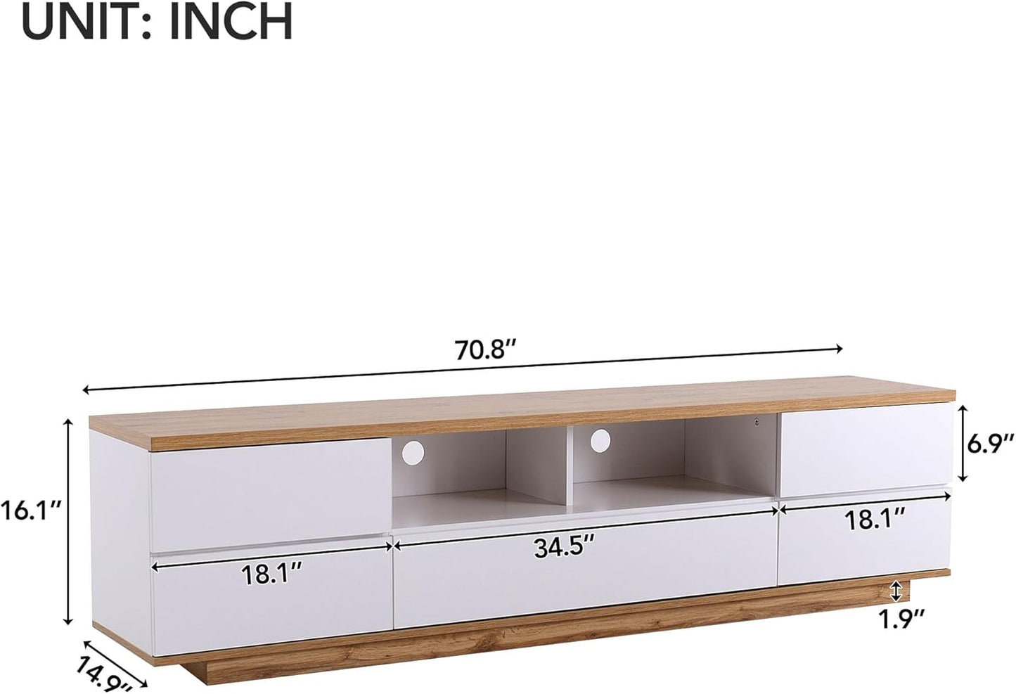 Merax Wood TV Stand Entertainment Center with Storage Cabinets & Open Shelves, Modern TV Console Table for TVs Up to 80” for Living Room Bedroom (White)