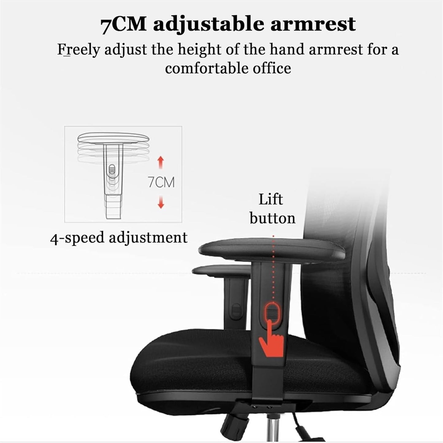 SoOSSN Office Chair,Adjustable Height Ergonomic High Back Desk Chair with Lumbar Support & Comfortable Headrest