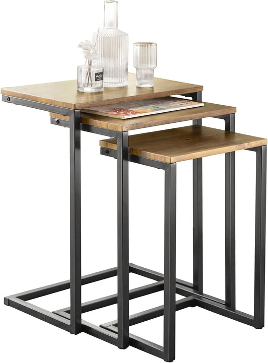SoBuy (UAE STOCK) FBT102-F, Nesting Tables Set Of 3 Coffee Tables Living Room Stacking Side Tables