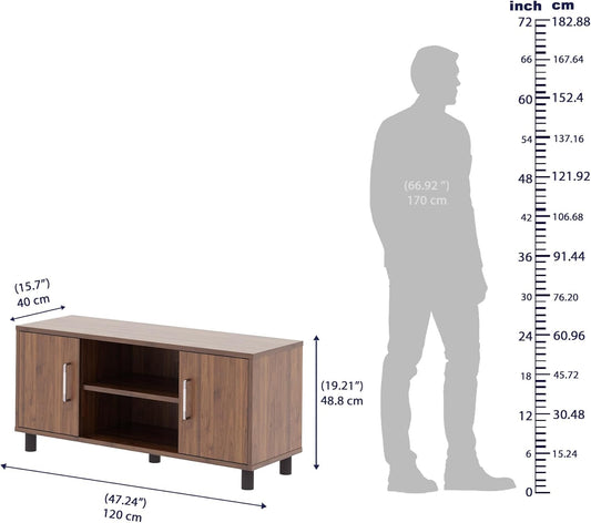 Wakefit TV Unit | 1 Year Warranty | TV Stand Table, TV Unit for Living Room, TV Cabinet, Cabinet Engineered Wood Cabinet with 2 Door & Open Shelf Storage Upto 42'' (Fortnite, Brown)