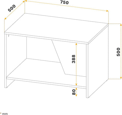 RICOO WM091-ES Coffee Table with Storage Space 75 x 50 x 50 cm Living Room Side Table Oak