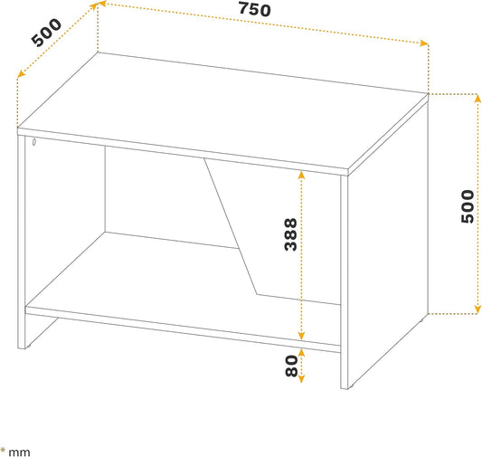 RICOO WM091-ES Coffee Table with Storage Space 75 x 50 x 50 cm Living Room Side Table Oak