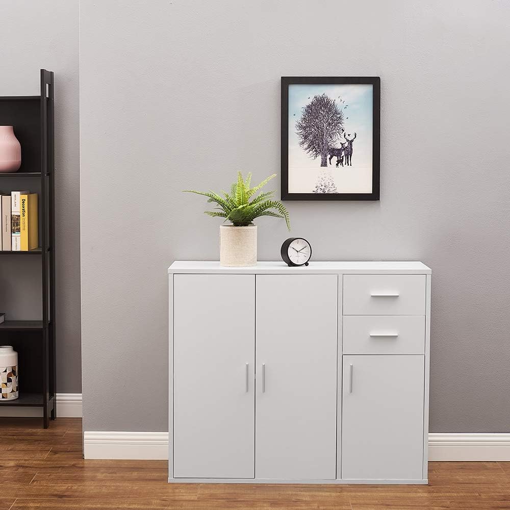 Panana Sideboard Storage Cupboard Cabinet Unit with Doors and Drawers Living Room Bedroom Furniture White