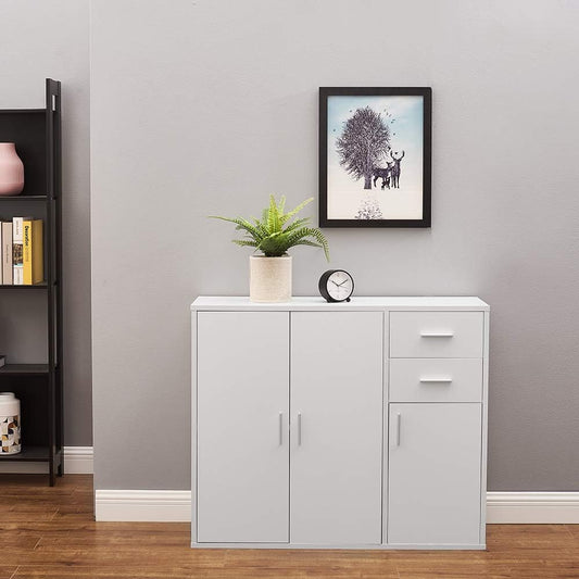 Panana Sideboard Storage Cupboard Cabinet Unit with Doors and Drawers Living Room Bedroom Furniture White