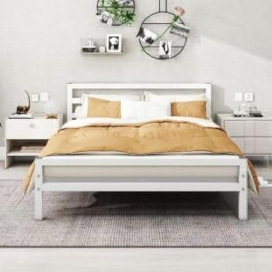 Bed 160cm - White - Metal
