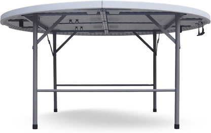 Malabar 8 Seater Foldable Round Table 5 FT | Portable Dining Table | Patio Folding Table with Carrying Handle for Indoor, Outdoor, Picnic, Party, Camping | Banquet Table | Folding Table for Home