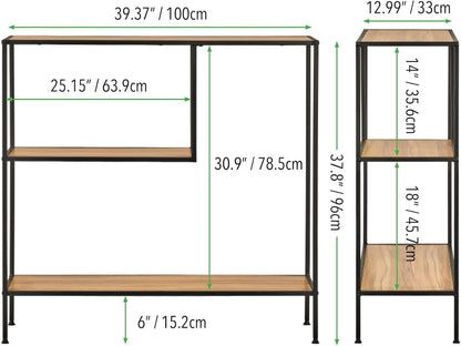 Woodx Modern Wood Console Table with Shelf - Sturdy Metal Frame - Furniture Unit for Living Room, Bedroom, Hallway, Entryway - Adjustable Feet, Water-Resistant, Wood Top - Black/Nordic Walnut