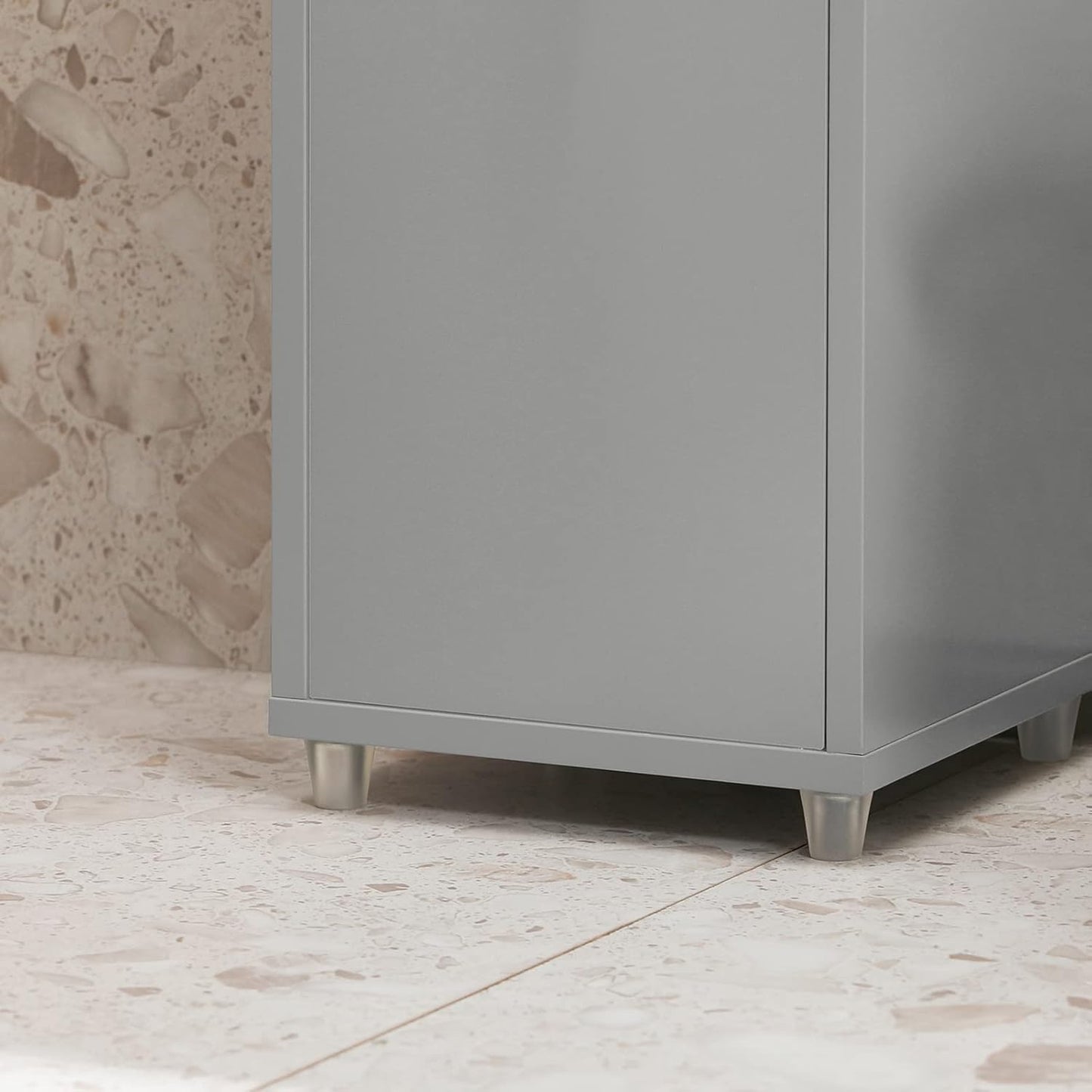 SoBuy BZR34-HG Bathroom Tall Cabinet with 5 Compartments with 1 Drawer and Doors Light Grey W x H x D x H x D x H x D x D: Approx. 20 x 180 x 20 cm