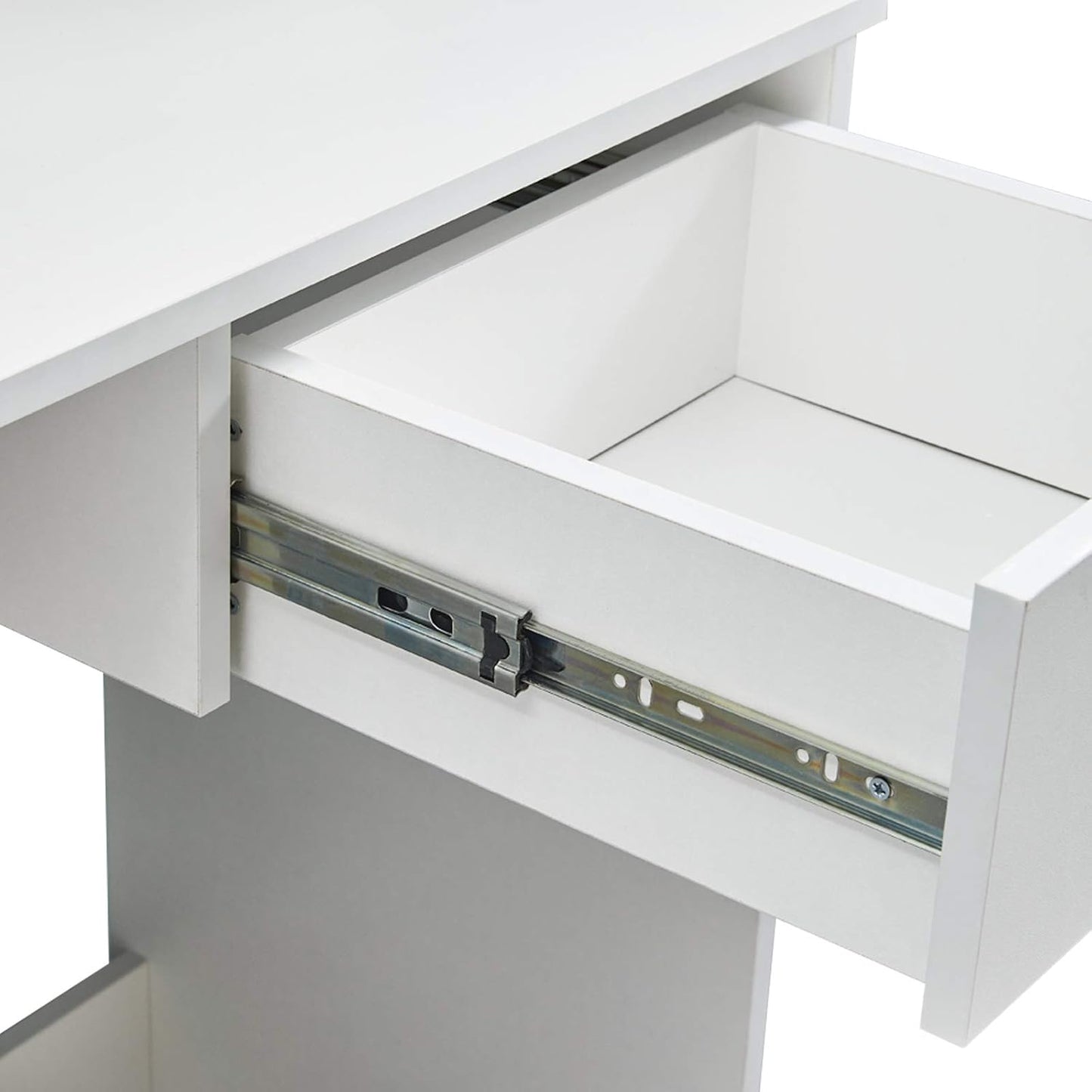 OFCASA Dressing Table with Mirror and Stool, Drawer, 2 Shelves (White, 75 x 40 x 137cm, Small)