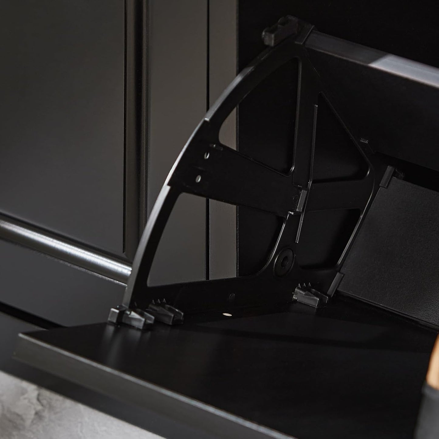 SoBuy FSR64-SCH Shoe Tipper Storage Bench with Seat Cushion with 2 Flaps Black W x H x D x H x D: 104 x 52 x 24 cm
