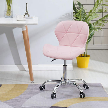 HomJoy Modern Design Office Chair, Swivel Computer Chair with PU Leather, Chrome Base, and Gas Lift, Height Adjustable Computer Desk Chair (Pink, PU)
