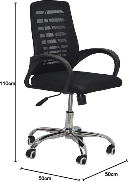 MESH-JM SWIVEL OFFICE CHAIR BLACK COLOR CHROME BASE FROM LEADERS FURNITURE