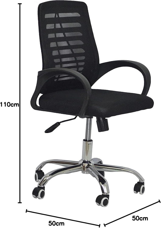 MESH-JM SWIVEL OFFICE CHAIR BLACK COLOR CHROME BASE FROM LEADERS FURNITURE