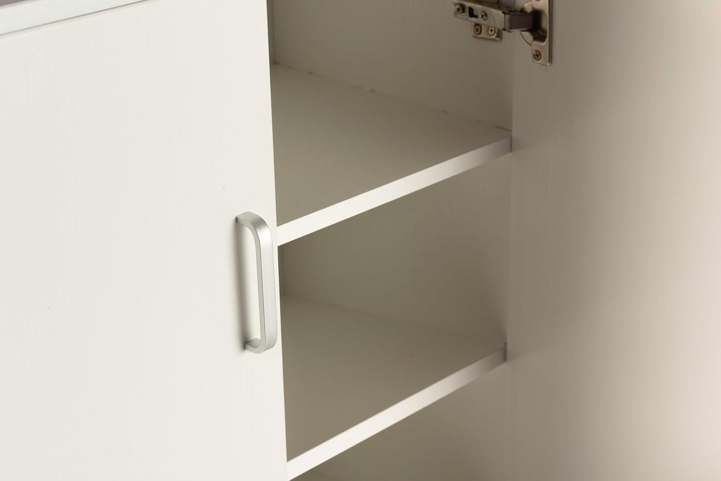 DUPI Shoe Cabinet Bookcase with Two Doors | Minimalist Design | 5 Shelves for 24 Shoes | MDF Wood | White Shoe Rack for Narrow Entrance, White, 60 x 32.5 x 124 cm