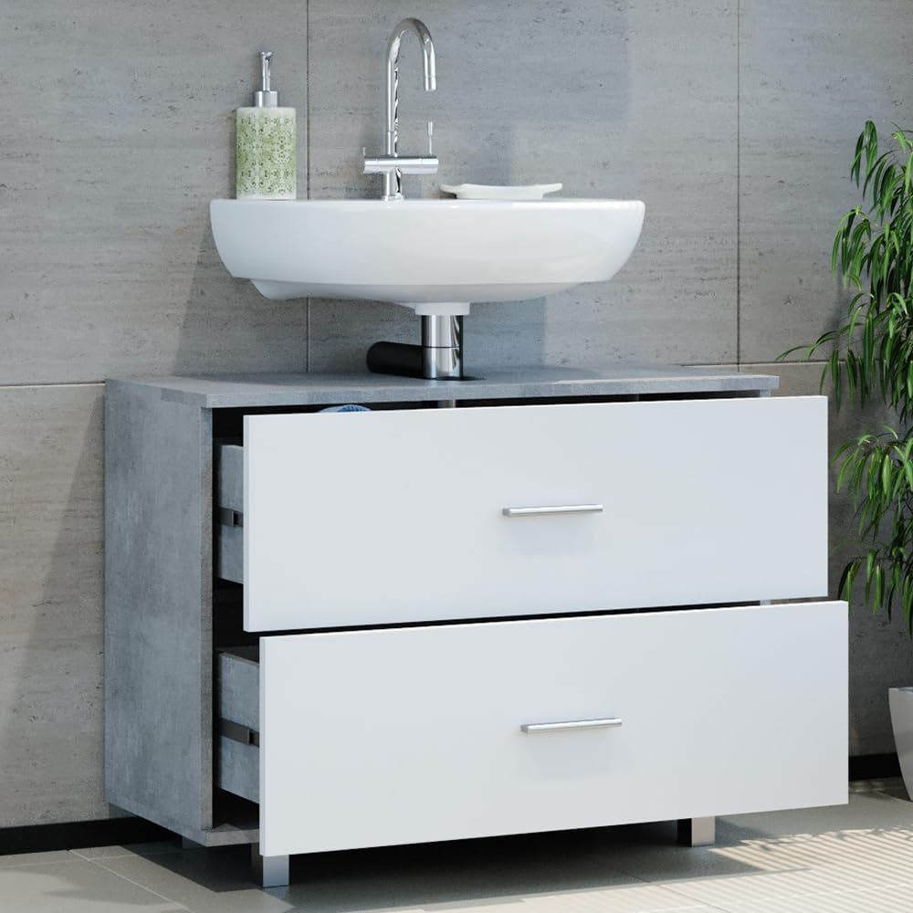 Vicco Ilias Vanity Unit Concrete/White 80 x 60.8 cm
