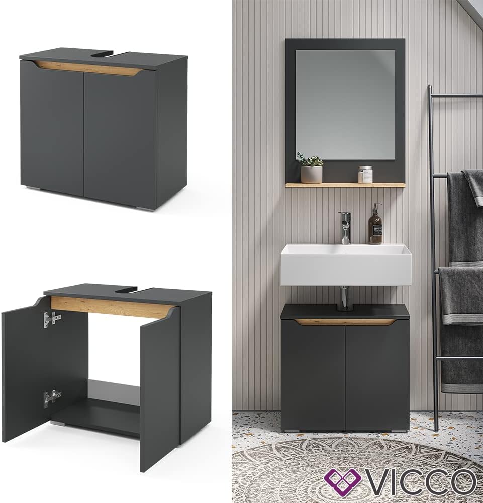 Vicco Fabio Vanity Unit Bathroom Cabinet Anthracite Oak