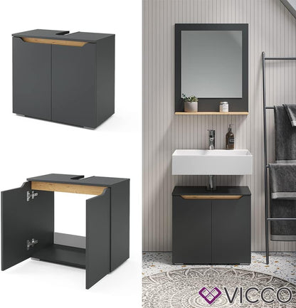 Vicco Fabio Vanity Unit Bathroom Cabinet Anthracite Oak