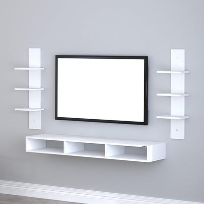 Anikaa Carlet Engineered Wood Wall Mount TV Unit/TV Stand/Wall Set Top Box Stand/TV Cabinet/TV Entertainment Unit (White)(Ideal Upto 40 Inch)(D.I.Y)